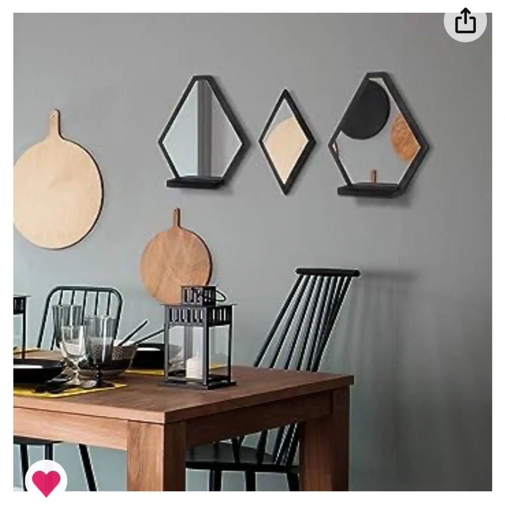 NIB NEW Jackcube design 3 piece black wooden mirror wall decor set Wayfair
